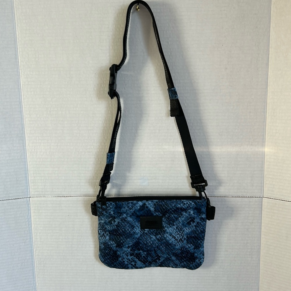 PINK Victoria’s Secret belt bag.  Blue fabric snake print.